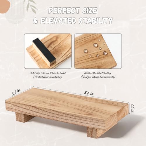Brown Wood Tray 8.6x3.6,Farmhouse/Boho Home Decor for Kitchen,Bathroom - Image 2