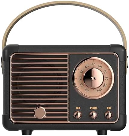 Retro Bluetooth Speaker, Vintage Decor, Wireless Portable Mini Bluetooth Speaker, Small Cute Old Fashion Style for Kitchen Desk Bedroom Home Office Party Outdoor Gift (Black) by LUKADER