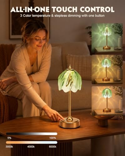 Nusogon Cordless Flower Table Lamp, 5200mAh Small Rechargeable Touch Lamp - Image 4
