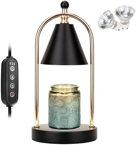 Candle Warmer Lamp with Timer, Electric Black Light for Bedroom, Dimmer Wax Melts Warmer for Candle Jars, Beside Lamp Gifts for Women Home Decor (2 Bulbs Included) by Soilsiu