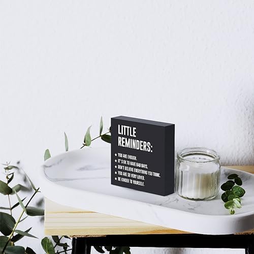 Inspirational Mental Health Gifts Home Office Decor Black Wooden Box Sign for Living Room Dorm College Shelf Bedroom Counter Tabletop Desk Decor Encouragement Gifts Wood Sign - Image 6