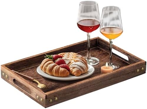 Wood Serving Tray with Handles for Breakfast in Bed, Coffee Table by AzulHome
