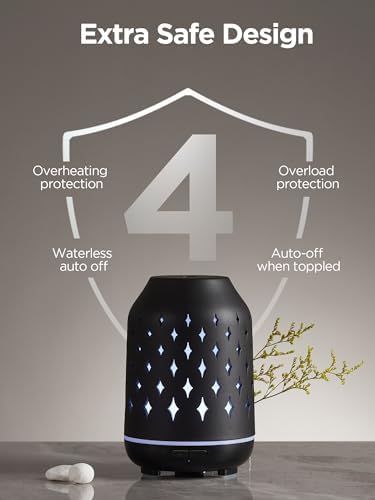 InnoGear 150ml Ceramic Essential Oil Diffusers for Home Humifidier, Black - Image 5