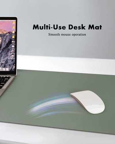 YSAGi Double-Sided Desk Pad, 23.6"x13.7"Leather Desk Mat, Eco Cork Desk Pad Protector,Large Mouse Pad,Waterproof Desk Blotter for Office/Home(Jungle Green) - Image 3