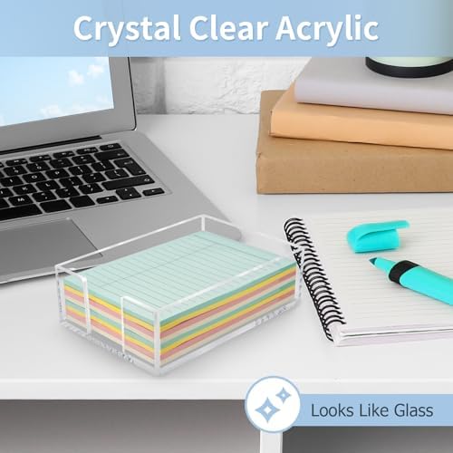 Acrylic Sticky Note Holder, 4 x 6 Crystal Clear Sticky Note Dispenser Acrylic Notepad Holder for School Home Office Desk Organization - Image 4