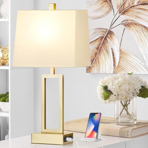 Lolikit 23.5" Touch Control Table Lamps, Metal Bedside Lamp for Bedroom Set of 2 with USB A+C Ports & AC Outlet, 3-Way Dimmable Nightstand Lamp for Living Room (LED Bulb Included) - Image 5