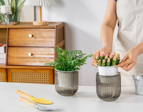 Melphoe Self Watering Pots for Indoor Plants Planter, 4.7 Inch 2 Pack Planters Self Watering Plant Pots for Flower, Houseplants, Succulent, African Violets and Cactus with Drainage - Image 3