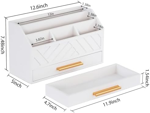 Desk Organizer with Drawer, Countertop Bill Mail Organizer and File Storage - Image 3