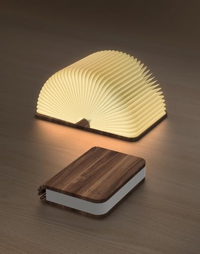 4.7 Inch Wooden Book Lamp, Book Lovers Gifts,Teacher Appreciation Gifts for Women, Folding Book Light, LED Ambient Lighting, Magnetic Mood Lighting for Home&Library Decor (Walnut) by ZBOLE