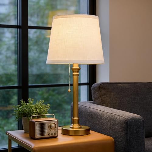 Oneach 19.5” Brass Gold Small Table Lamps Set of 2 for Living Room Bedroom - Image 4