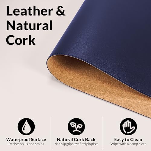 AFIING Cork Desk Mat, Sapphire Blue, 35.4" x 17" - Image 3