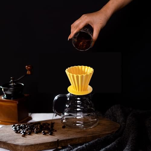 Needzo Pour Over Coffee Dripper Yellow Ceramic Slow Brewing Accessories for Home, Cafe, Restaurants, Reusable Barista Brew Cup, 4.5 x 3.5 - Image 2