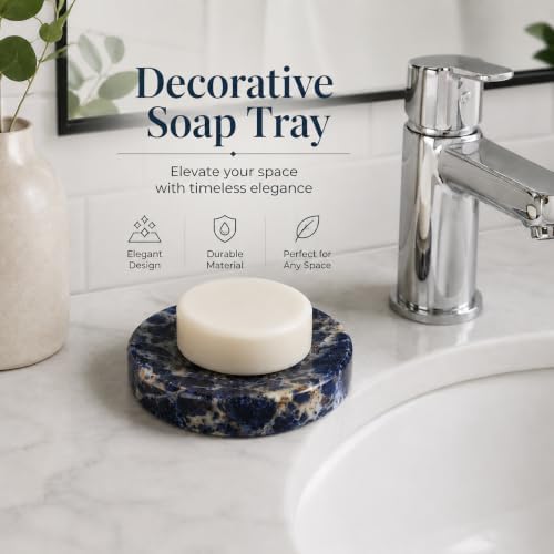 Koville Marble Jewelry Dish, Small Round Trinket Dish for Ring Necklace Earring, 4" Decorative Dish, Natural Stone Soap Dish for Bathroom Kitchen - Image 5