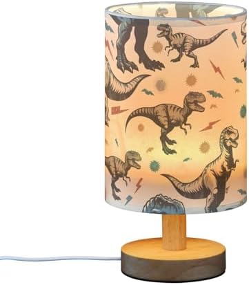 ALAZA Dinosaur Dino Animal Lamp for Girls Boys Bedroom Bedside Table Lamp with USB Port LED Kids Nightstand Lamp Wood Base Desk Living Room Decor - Image 4