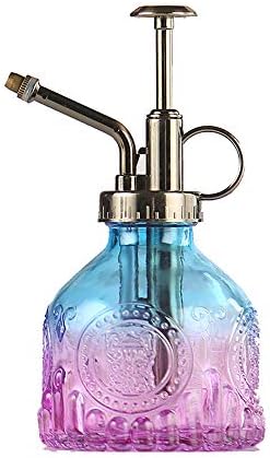 Plant Mister Glass Spray Bottle Small Plant Watering Can 6.4" Tall Retro Indoor Watering Can Bronze Plastic Top Pump for Garden Indoor Plant Sprayer (Blue Violet Gradient) by RUIFVJ