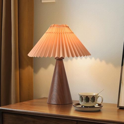 Ziqqeelam Wood Touch Control Table Lamp, Mini Cute Table Lamp, Wooden Grain Bedroom Lamps for Nightstand, Small Scalloped Lamp Shade Table Lamps for Small Spaces for Bedroom,Living Room - Image 7