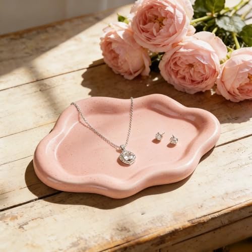 Ceramic Cloud Shape Jewelry Tray Trinket Dish, Pink by Unknown