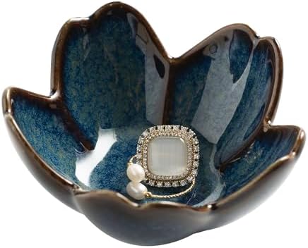 Flower Ring Holder Dish, Ceramic Jewelry Tray, Small Trinket Dish by QNMUSUNC