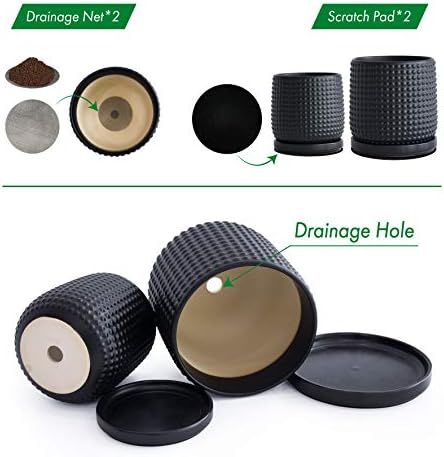 D'vine Dev Beaded Ceramic Planter Pots, 4/6 in, Matte Black, 27-D-U-6 - Image 4