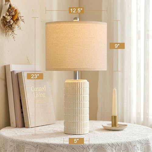 PoKat 23’’ Dimmable Table Lamps Set of 2 with Remote for Living Room, White - Image 6