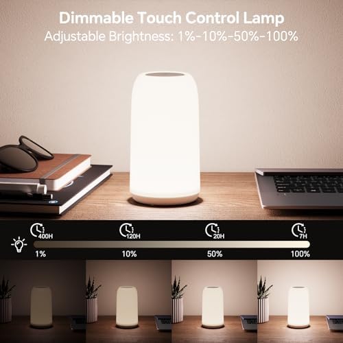 ROOTRO Cordless Table Lamps Rechargeable, Touch Lamp for Bedroom [Sleek Design & RGB Mode] 4-Level Brightness Small Bedside Lamp, LED Lamp Multi-Color Smart Nightstand Light for Living Room Home Gifts - Image 2