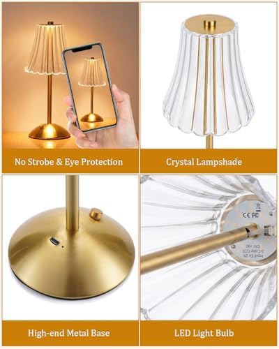 Nusogon 2 Pack Rechargeable Cordless Table Lamp, Touch Control Desk Lamp - Image 6
