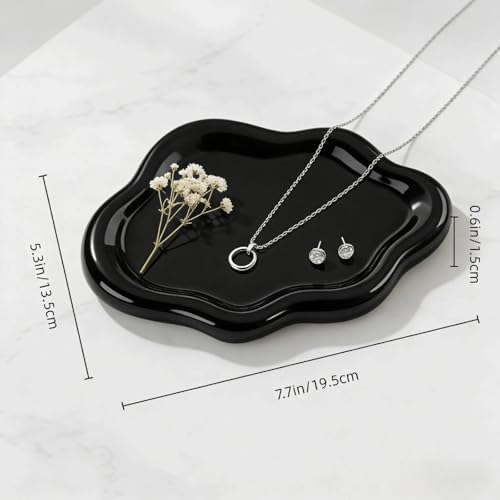 Ceramic Jewelry Tray Trinket Dish, Cloud Shaped, Black - Image 3