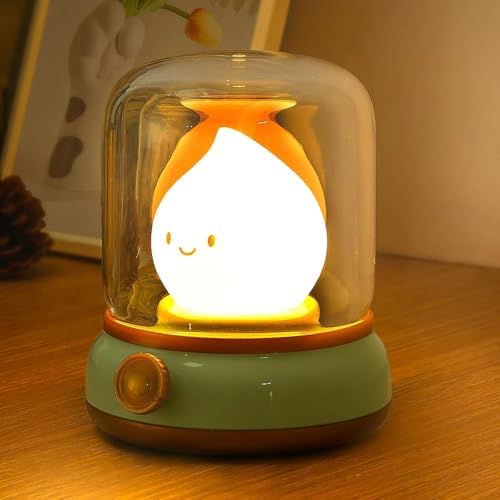 VoMii Ghost Campfire Desk Lamp Cute, Small Bedside Table Lamp Dimmable, 2 Modes Warm Night Light with Timer, Cordless Rechargeable Battery Night Light for Kids Teens, Vintage Ambient Light by vomii