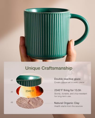 famiware Coffee Mug Set of 4, Star 12 oz Ceramic Mugs Cups Set with Handle - Image 6