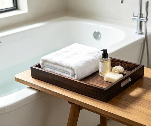 Serving Tray with Handles, 13" x 8.7" Bamboo Tray - Image 4