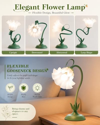 WERFOP Flower Table Lamp Cute Desk Lamp for Bedroom Home Decor - Image 4