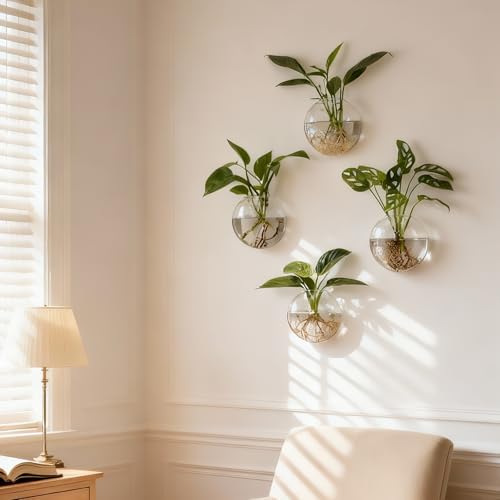 Wall Propagation Planters, 4 Pack Oblate Hanging Plant Holder Vase - Image 7