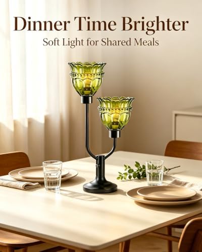Lightdot Mid Century Modern Table Lamp Dimmable Vintage Green Glass Lamp - Image 4