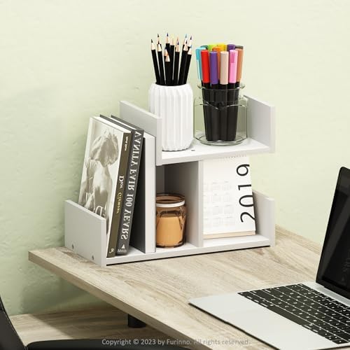 Furinno HERMITE Desk File Folder Organizers, 3-Shelf Desktop Office Organization Racks, Desk Top Display Book Shelf, for Paper, Office Supplies, Magazine, White - Image 2