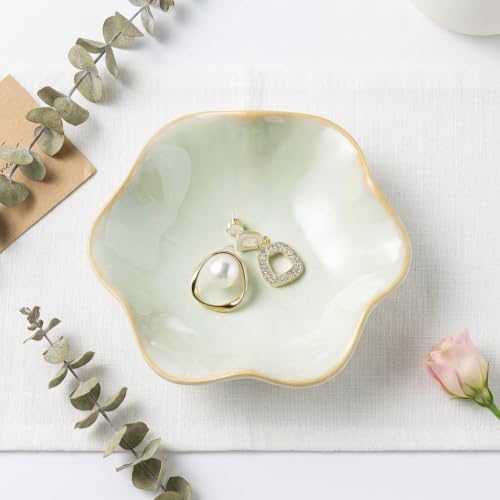 Ceramic Dish Tray Light Green Round Decorative Catchall for Keys - Image 4