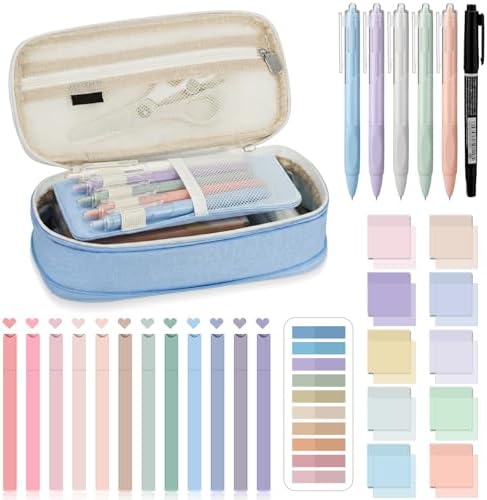 Jutom 39 Pcs Aesthetic Book Annotation Kit,Light Blue,Cute Style by Jutom