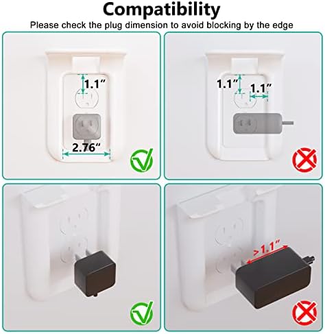WALI Outlet Shelf Wall Holder,Bathroom Walls Shelves up to 10lbs Standard Vertical Duplex Wall Shelf Organizer for Smart Home Decor Space Saving Power Tools, Toothbrush (OLS002-W), 2 Pack, White - Image 4