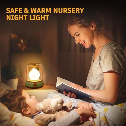 Ghost Campfire Night Light, Small Cute Desk Lamp, Dimmable Cordless Bedside Table Lamp, 2 Modes Rechargebale Battery Oprated Warm Night Light for Bedroom/Kids/Baby Nursery, Vintage Ambient Lighting - Image 5
