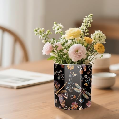 Pen Holder, Pencil Cup for Desk, Cute Desk Organizer, Durable Ceramic Decorative Makeup Brush Desktop Accessories, Stylish Stationery for Office, Home, Cute Dragonfly Pattern - Image 6