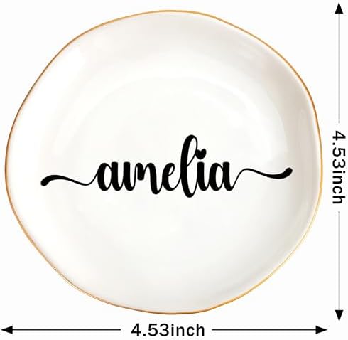 JoycuFF Amelia Personalized Name Ceramic Jewelry Tray, Mothers Day Christmas Anniversary Engagement Birthday Gifts for Women Couples, Trinket Dish for Rings Earrings Necklaces Bracelets Keys - Image 6