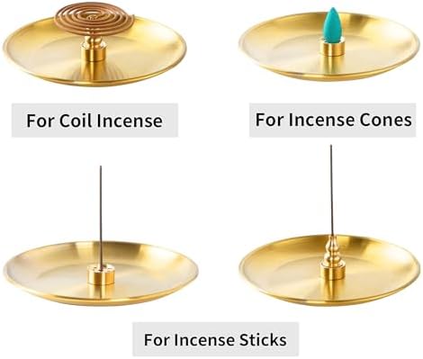 3 in 1 Brass Gourd Incense Burner Sticks Cones Coils Ash Catcher Home Decor - Image 3