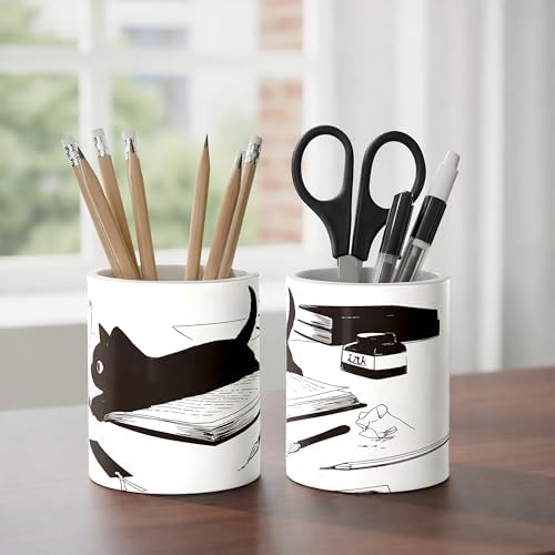 Ceramic Pen Holder Desk Accessories Brush Holder Pencil Holder Organizer - Image 5