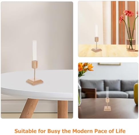 2pcs Glass Vase with Wooden Stand for Plant Propagation, Hydroponic Test Tube Terrarium, Stable Construction and Spacesaving Desktop Decor for Living Room and Bookshelf - Image 3