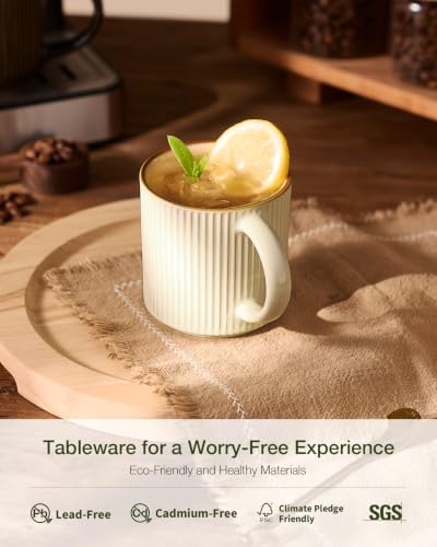famiware Coffee Mug Set of 4, Star 12 oz Ceramic Mugs Cups Set with Handle - Image 3