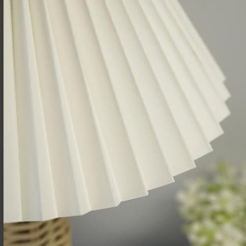 Pleated Small Table Lamp: Bedside Night Light with Rattan Base, Vintage Style Soft Warm Glow for Bedroom, Living Room Decor - Image 6