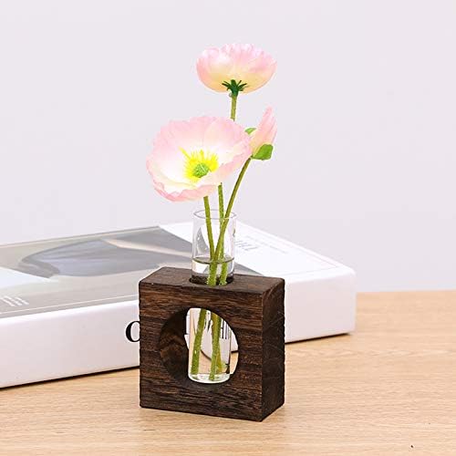 Glass Single Test Tube Vase in Wooden Stand Flower Pots for Hydroponic Plants Office Home Decoration - Image 4
