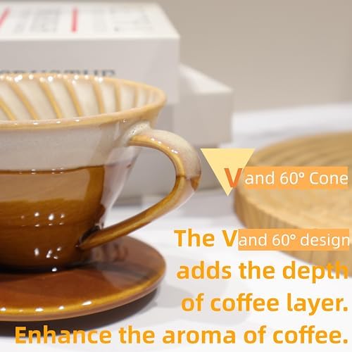 Ceramic Pour Over Coffee Dripper with 50 Pack 01 Paper Filter - Image 5