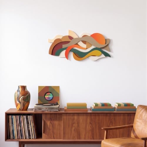 Mifoci Mid Century Modern Wood Wall Art, Abstract Wall Decor, Horizontal - Image 4