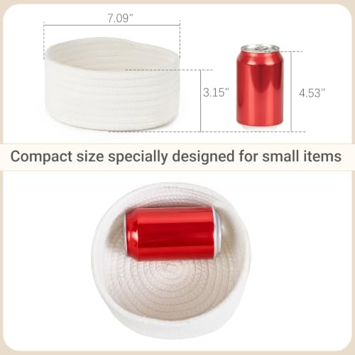 Dahey Set of 4 Mini Woven Baskets, Small Gift Baskets for Organizing, White - Image 2