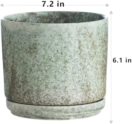 Ekirlin 7 Inch Modern Plant Pot, Ceramic Glaze Planters for Indoor Plants, Round Flower Pots with Drainage Hole and Saucer, Orchid Planter Pot for Succulent, Pothos, Snake Plant,Gift for Plant, Green - Image 6